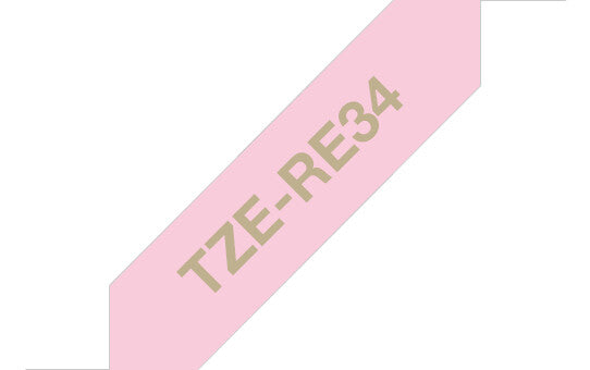 Brother TZE-RE34 etiketbånd Guld på pink