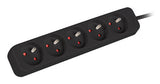 Lanberg PS0-05E-0100-IEC-BK stikdåse 1 m 5 AC stikkontakt(er) Indendørs Sort