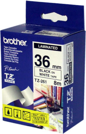 Brother TZ-261 etiketbånd Sort på hvid