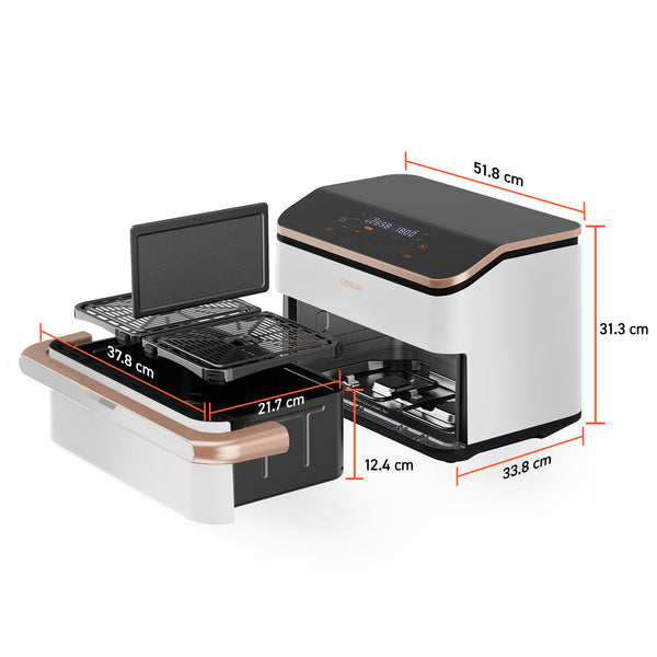 Cosori Dual Blaze Twinfry Chef Edition Dobbelt 10 L Enkeltstående 2800 W Varmluftsteger Roseguld, Hvid