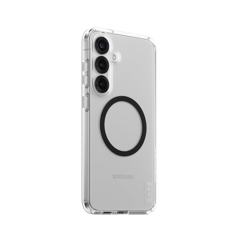 PanzerGlass CARE™ by ® Urban Combat Case Transparent m. Sort Ramme & Qi Compatible Samsung Galaxy S25+