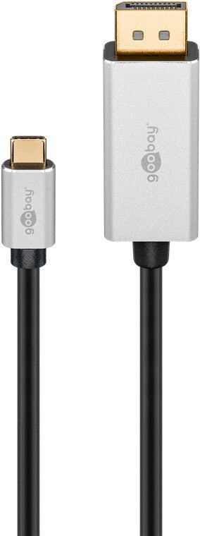Goobay 60176 videokabel adapter 2 m USB Type-C DisplayPort Sort, Sølv