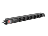 Lanberg PDU-PRO-07F-0200-BK strømforsyningsenhed (PDU) 6 AC stikkontakt(er) 1U Sort