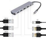 Gembird A-CM-COMBO3-03 interface hub USB 3.2 Gen 1 (3.1 Gen 1) Type-C 5000 Mbit/s Grå
