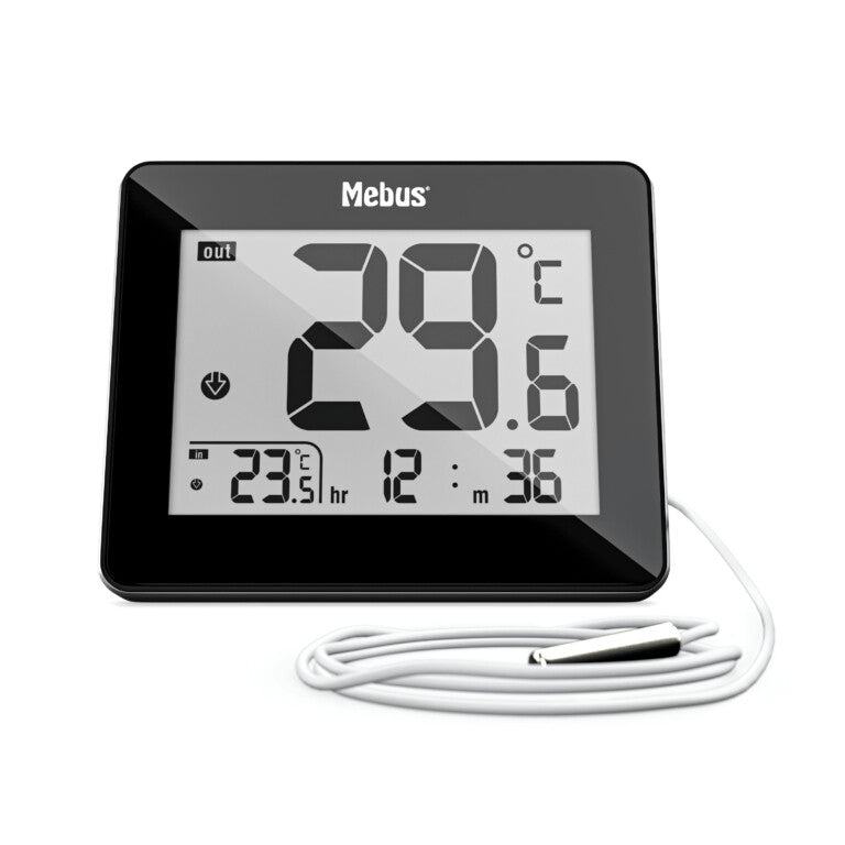 Mebus 48432 termometer til miljøet Elektronisk miljøtermometer Indendørs/udendørs Sort