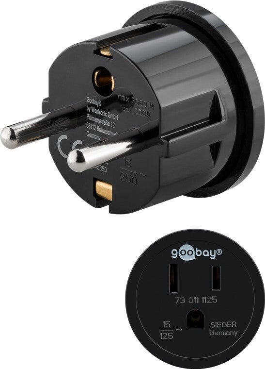 Goobay 45350 strømstik adapter Type F Type B Sort