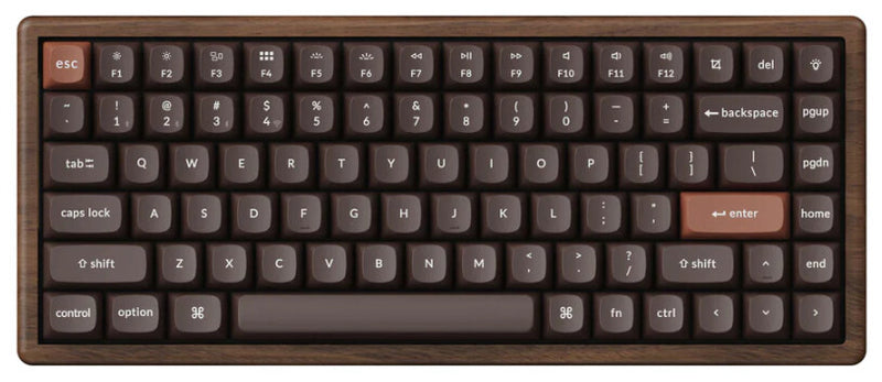 Keychron tastatur Spil USB + RF Wireless + Bluetooth QWERTY Engelsk Sort, Valnød