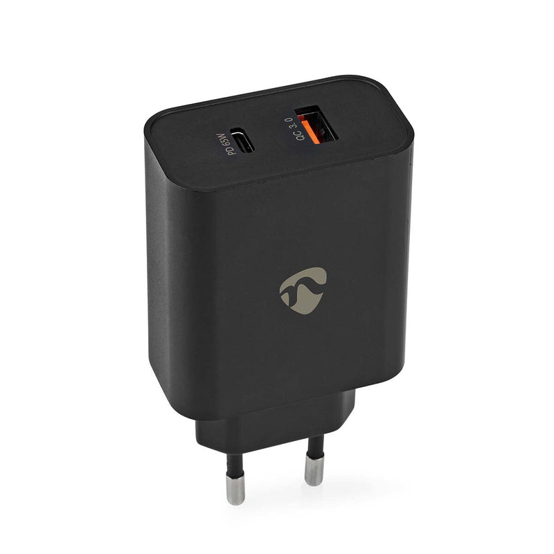 Nedis WCPD65W130BK oplader til mobil enhed Universel Sort Vekselstrøm Hurtig opladning Indendørs
