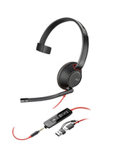 HP Poly Blackwire 5210 USB-C-monoheadset + 3,5 mm stik + USB-C/A-adapter