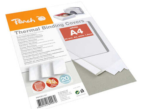 Peach PBT301-01 omslag til papirindbinding A4 Hvid 20 stk