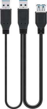 Goobay USB 3.0, 0.3 m USB-kabel USB 3.2 Gen 1 (3.1 Gen 1) 0,3 m USB A 2 x USB A 5 Gbit/sek. Sort