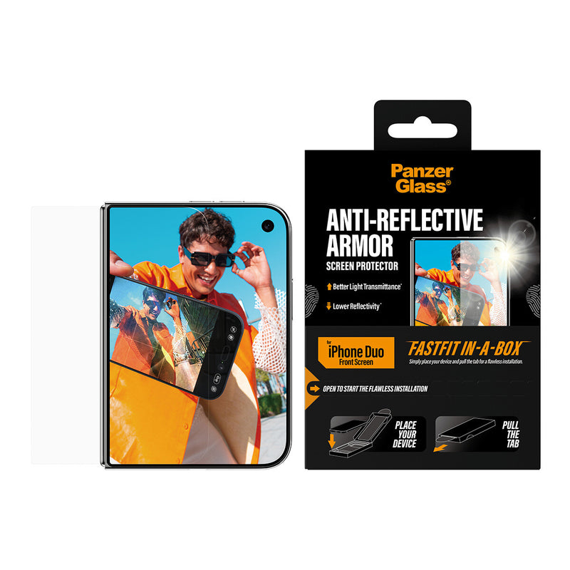 PanzerGlass ® Anti-reflective Armor Frontskærm Skærmbeskyttelse iPhone Duo | FRAME FIT m. FASTFIT IN-A-BOX