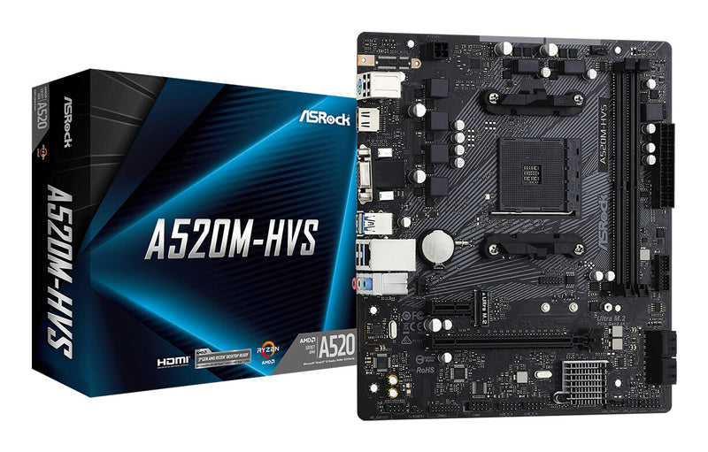 Asrock A520M-HVS AMD A520 Stik AM4 micro ATX