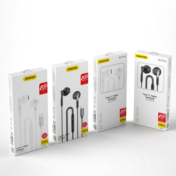 DUDAO X3Pro White USB-C headphone Hovedtelefoner Ledningsført I ørerne Opkald/Musik/Sport/Hverdag USB Type-C Hvid