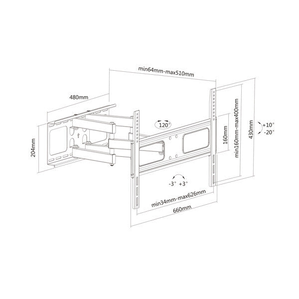 VALUE 17.99.1205 tv-beslag 177,8 cm (70") Sort