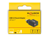 DeLOCK 67128 kabel kønsskifter 1 x USB 2.0 C 2 x 3.5 mm Sort