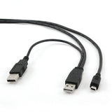 Gembird 0.9m 2x USB 2.0 A/mini-B M USB-kabel 0,9 m Micro-USB A Mini-USB B Sort