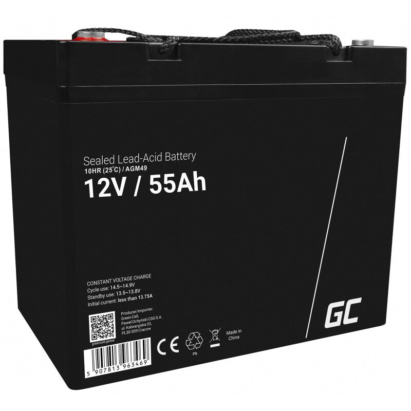 Green Cell AGM49 batteri til køretøj AGM (Absorberet glasmåtte) 55 At 12 V Marine/fritid