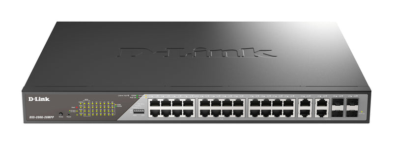D-Link DSS-200G-28MPP netværksswitch Administreret L2 Gigabit Ethernet (10/100/1000) Strøm over Ethernet (PoE) 1U Grå