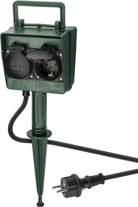 Goobay 55943 stikdåse 2 m 2 AC stikkontakt(er) Udendørs Sort, Grøn
