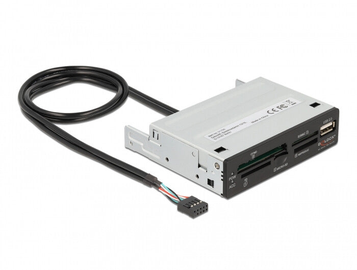 DeLOCK 91708 kortlæser USB 2.0 Intern Sort, Grå
