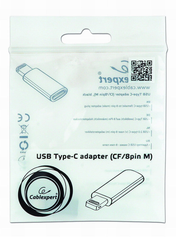 Gembird A-USB-CF8PM-01 kabel kønsskifter USB type-C 8-pin Sort