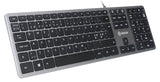 Voxicon Slim 280 Metal tastatur Kontor USB QWERTY Nordisk Sort, Sølv