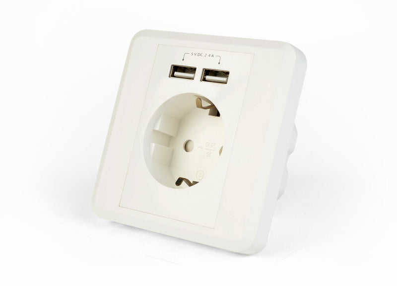 EnerGenie EG-ACU2A2-01 stikkontakt 2 x USB + CEE 7/3 Hvid
