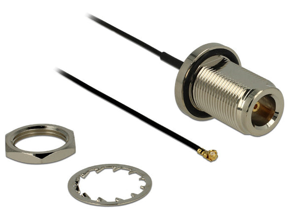 DeLOCK 0.13m N/MHF U.FL koaxial kabel RF 1.37 0,13 m MHF/U.FL Sort, Sølv