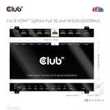 CLUB3D CSV-1383 video-splitter HDMI 8x HDMI