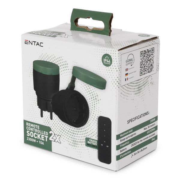 Entac ES-2S-RC-44 strømstik adapter Grøn, Sort