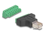 DeLOCK 66471 kabel kønsskifter RJ45 Terminal block-8 pin Sort, Grøn