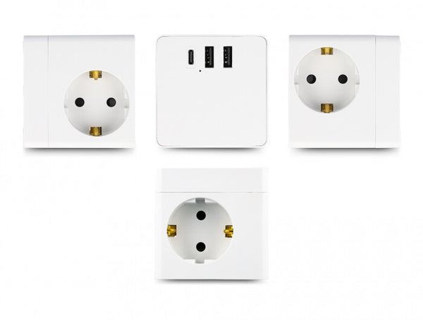 DeLOCK 11497 stikkontakt CEE 7/3 + USB Hvid
