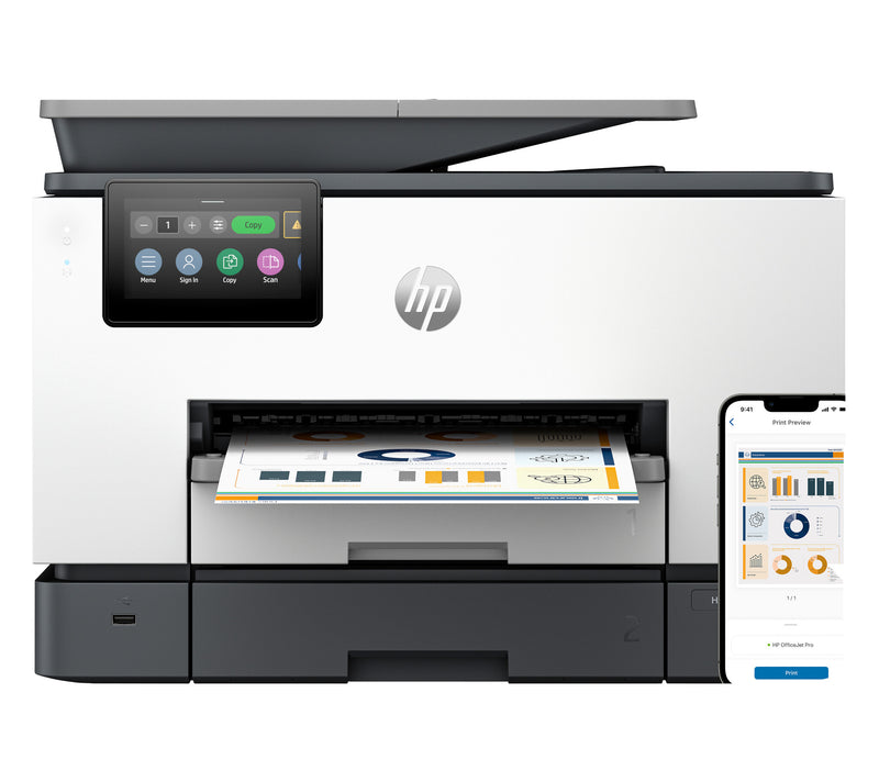 HP OfficeJet Pro 9130b Trådløst All-in-One Farve Printer, Tosidet print; Kopimaskine, scanner