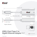 CLUB3D CAC-1519 kabel kønsskifter USB-C RJ-45 Hvid