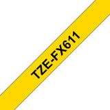Brother TZE-FX611 etiketbånd Sort på gul