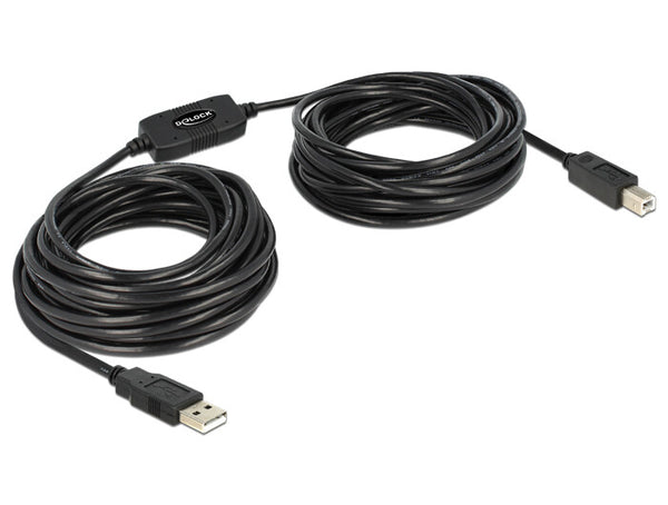 DeLOCK 11m, USB2.0-A - USB2.0-B USB-kabel USB A USB B 0,48 Gbit/sek. Sort