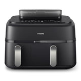 Philips 5000 series NA551/00 frituregryde Dobbelt 9 L Enkeltstående 2750 W Varmluftsteger Sort, Sølv