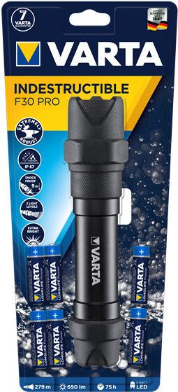 Varta INDESTRUCTIBLE F30 PRO Sort Hånd lommelygte LED