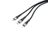 TROIKA DREIZACK PRO USB-kabel 1,2 m USB C USB C/Micro USB-A/Lightning 100 W Sort, Grå