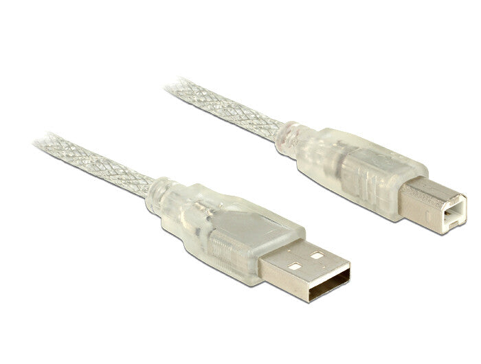 DeLOCK 83893 USB-kabel USB 2.0 1,5 m USB A USB B 0,48 Gbit/sek. Gennemsigtig