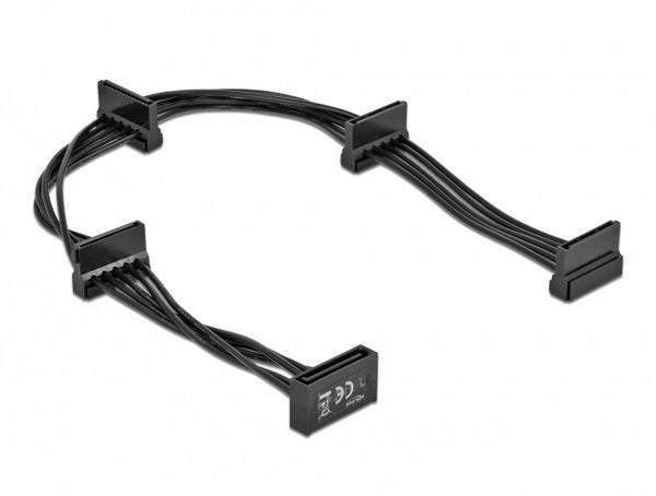 DeLOCK 60395 SATA-kabel 0,4 m SATA 15-stik 4 x SATA 15-pin Sort