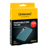 Intenso Lesen/Schreiben bis zu 500 MB/s/250GB USB Type-C 3.2 Gen 1 (3.1 Gen 1) Blå, Grå