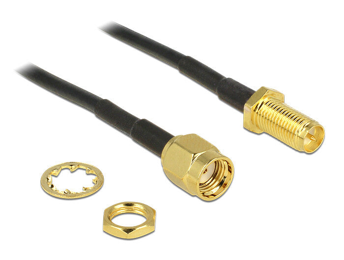 DeLOCK 88876 koaxial kabel 0,2 m RP-SMA Sort