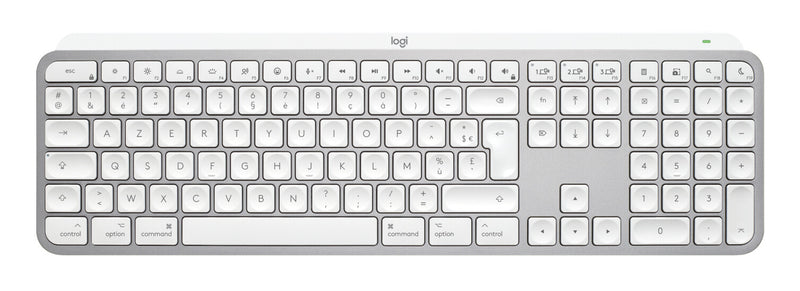 Logitech Master MX Keys S for Mac tastatur Kontor RF trådløs + Bluetooth AZERTY Fransk Aluminium, Hvid