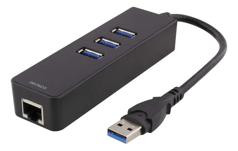 Deltaco Network adapter 1xGbitRJ45 1xUSB3 A ma 3x USB3 fe black