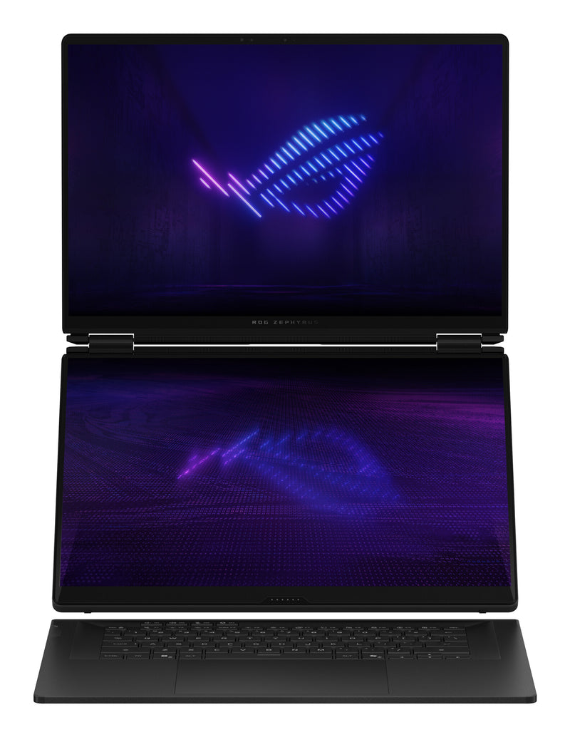 ASUS ROG Zephyrus Duo GX651AX-SR004W Intel Core Ultra 9 386H Hybrid (2-i-1) 40,6 cm (16") Berøringsskærm 3K 64 GB LPDDR5x-SDRAM 2 TB SSD NVIDIA GeForce RTX 5090 Wi-Fi 7 (802.11be) Windows 11 Home Grå QWERTZ Tysk