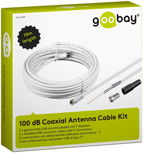 Goobay KKS SET 100 - 20m koaxial kabel F-type Koaksial Hvid
