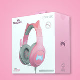 Blade Gaming Tanooki Headset Ledningsført Spil Grå, Lyserød