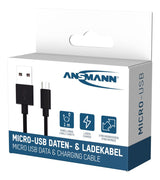 Ansmann 1700-0129 USB-kabel 1 m USB A Micro-USB B 0,48 Gbit/sek. Sort